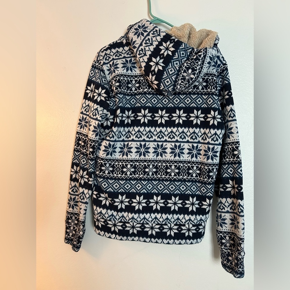 Aéropostale Sherpa Lined Fair Isle Zip Hoodie Jacket – Size M - Picture 8 of 15